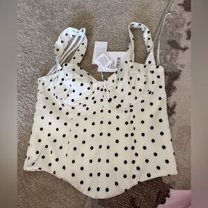 Satin polka dot corset top NWT